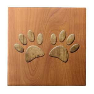 Carreau Empreintes de pattes de chiens de bois sculptés Fa