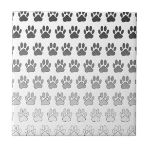 Carreau Empreintes de pattes dégradés en noir et blanc et 