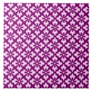 Carreau Empreintes florales kimono, rose pâle et prune