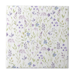 Carreau en céramique à motif floral violet