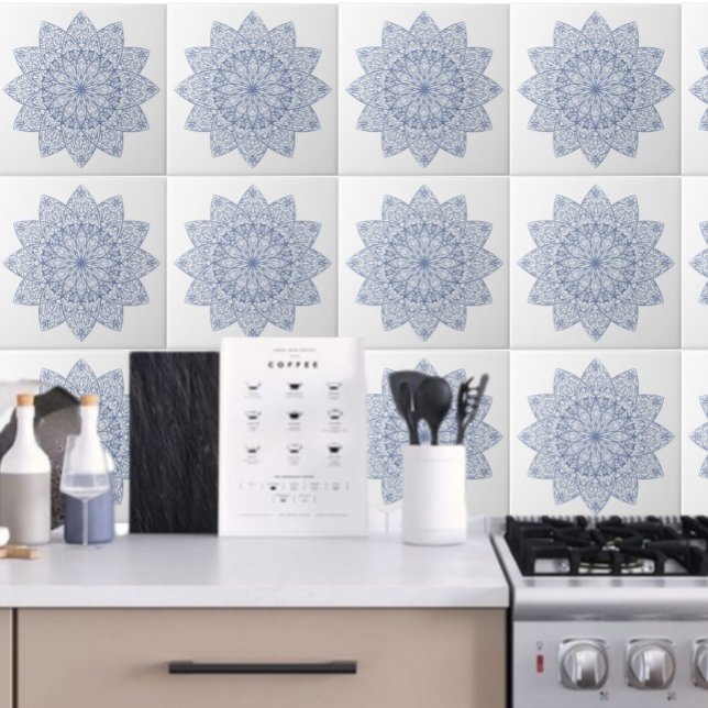 Carreau en céramique à motif géométrique bleu élég (Créateur téléchargé)