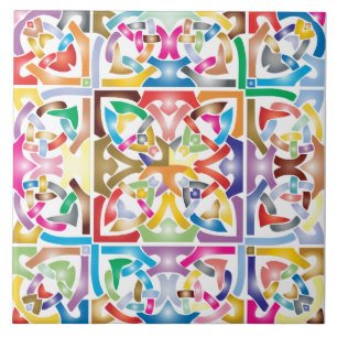 carreau en céramique à noeud céleste multicolore