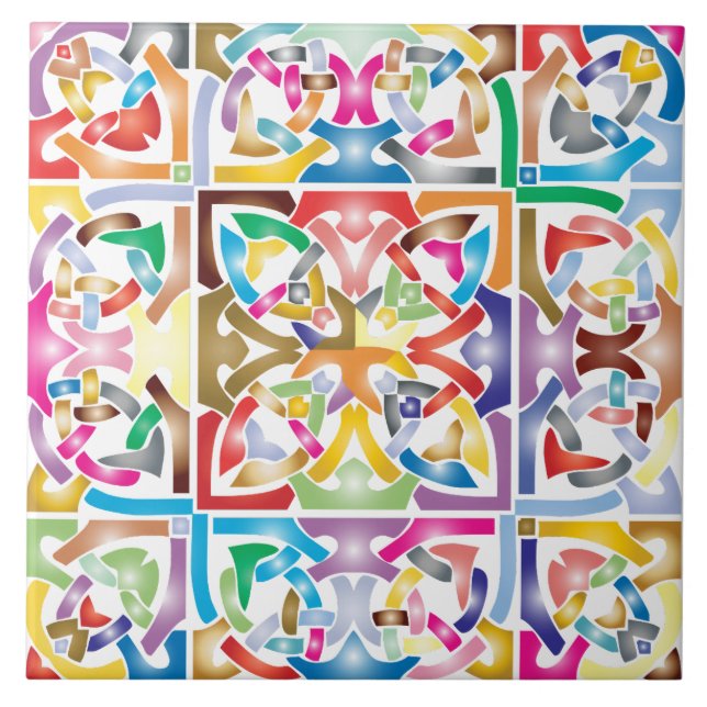 carreau en céramique à noeud céleste multicolore (Devant)