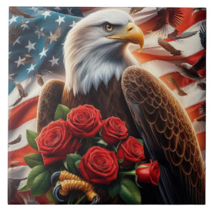 Carreau en céramique de l'aigle patriotique du dra