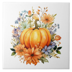 Carreau en céramique floral à motif de citrouille