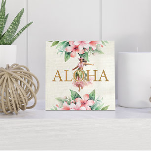 Carreau en céramique Hula Girl Aloha aquarelle haw
