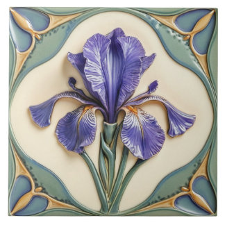 Carreau en céramique Iris de style Art Nouveau.