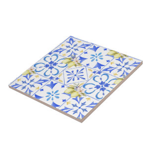 Carreau en céramique motif de citron de style fran