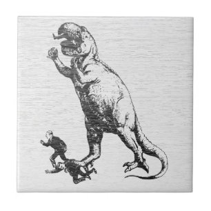 Carreau en céramique T-Rex vintage poursuivant des