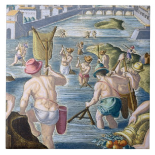 Carreau En pêchant en eaux peu profondes utilisant des