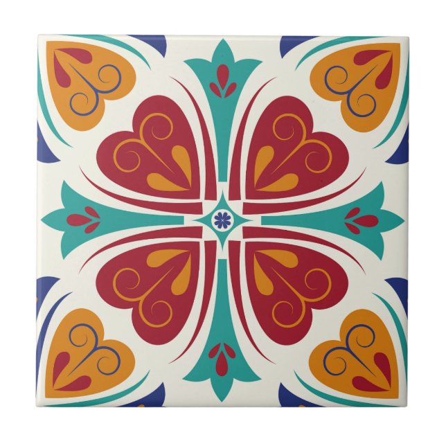 Carreau Enchanteur symétrique coloré Péridot floral (Devant)