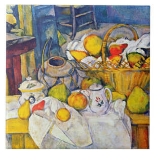 Carreau Encore la vie avec panier de fruits, Paul Cezanne