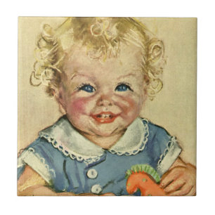 Carreau Enfant scandinave blond mignon vintage avec boucle