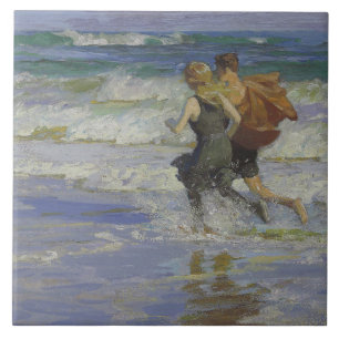 Carreau Enfants à la plage (par Edward Henry Potthast)