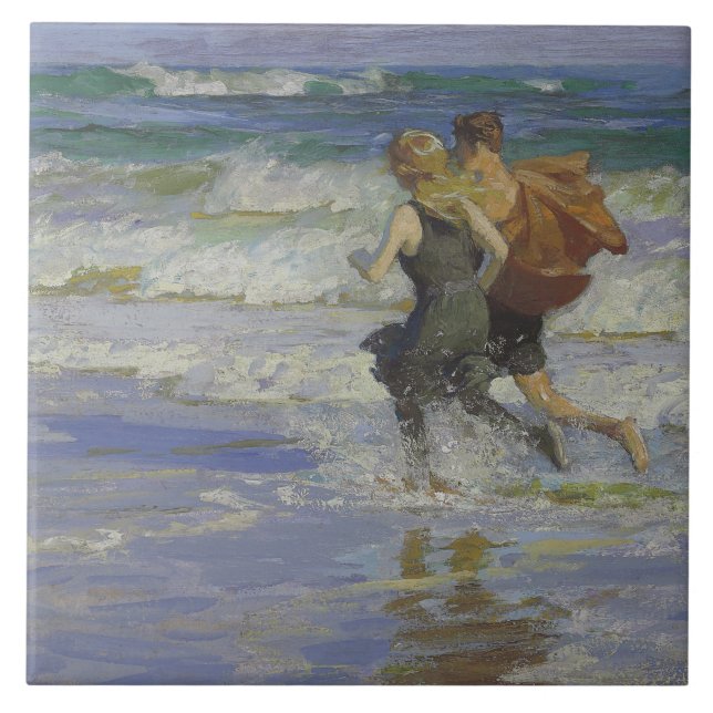 Carreau Enfants à la plage (par Edward Henry Potthast) (Devant)
