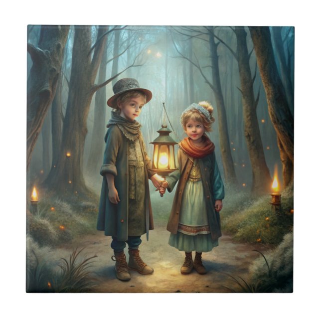 Carreau Enfants mignons en hiver (Devant)