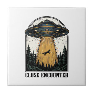 Carreau Enlèvement de forêt extraterrestre Gravure vintage