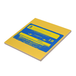 Carreau Enregistreur à cassettes bleu et jaune