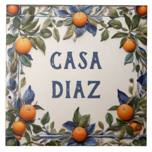 Carreau Enseigne de nom de maison personnalisée Oranges Es
