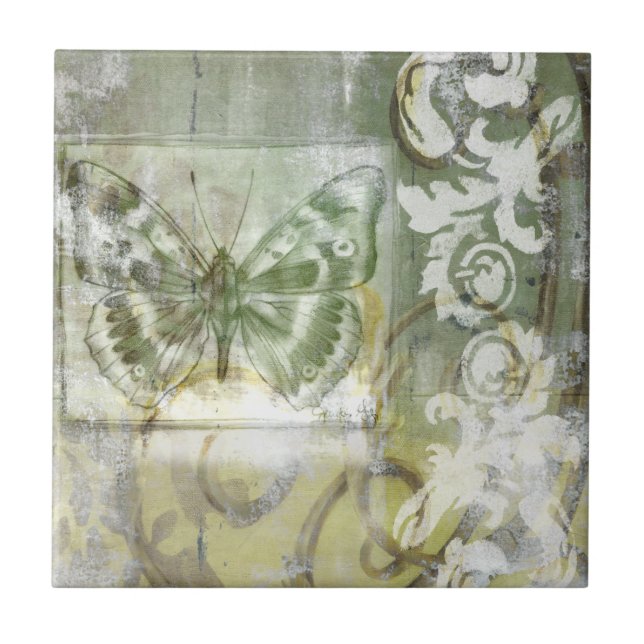 Carreau Entrée de papillon vert avec porte en fer (Devant)