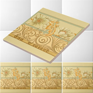 Carreau Époque victorienne Art Nouveau Floral Scroll Friez