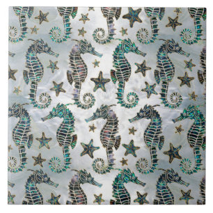 Carreau Équestre de mer Starfish Abalone Motif