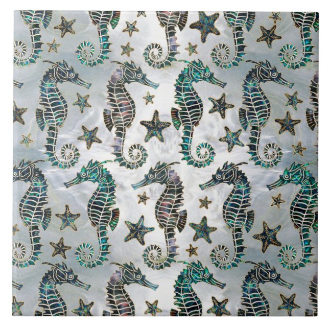 Carreau Équestre de mer Starfish Abalone Motif (Devant)