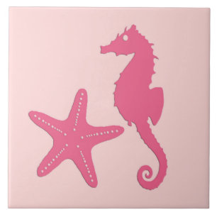 Carreau Équestre et étoile de mer - corail rose