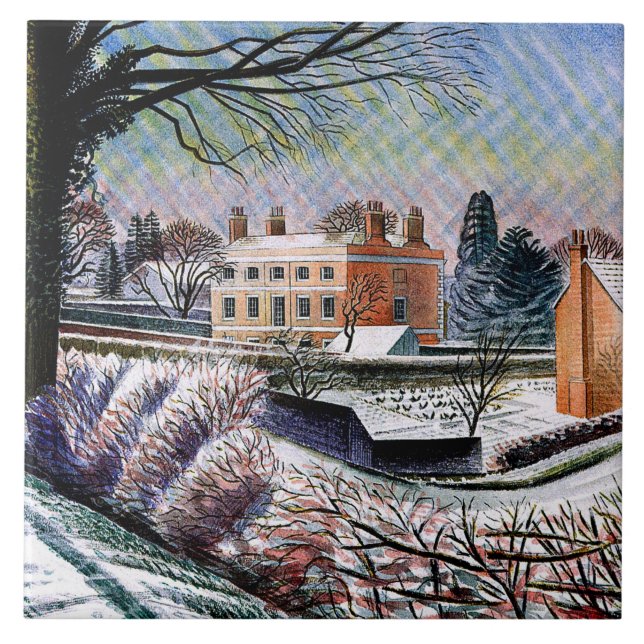 Carreau Eric Ravilious, Vicarage en hiver (Devant)
