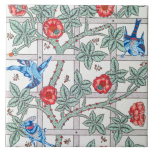Carreau Escalade Rose et petit oiseau, William Morris