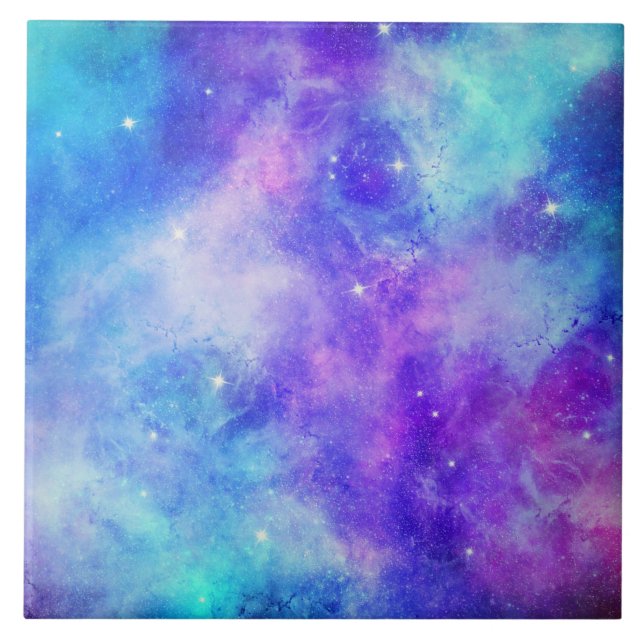 Carreau Espace de galaxie violet et bleu Abstrait (Devant)