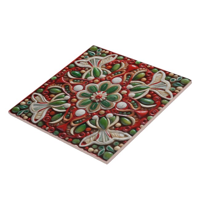 Carreau Espagne Noël Star Peinture à la main Terracotta No (Côté)
