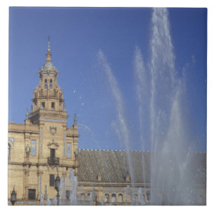 Carreau Espagne, Séville, Fontaine d'Andalousie et ornée