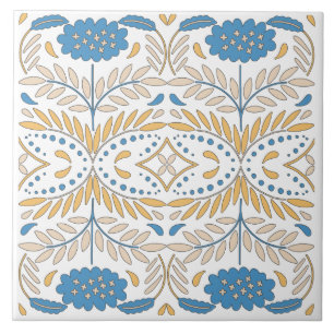 Carreau Espagnol Bleu Rose Floral Méditerranée