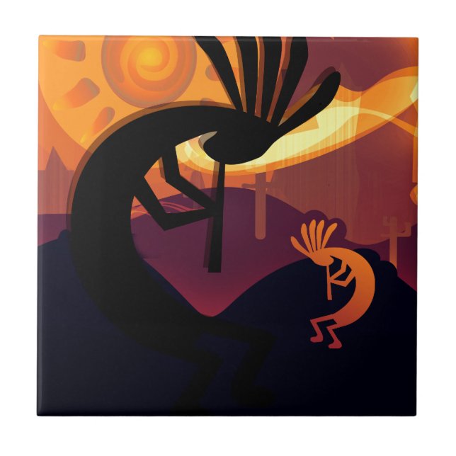 Carreau Esprit du coucher de soleil de Kokopelli 1 (Devant)