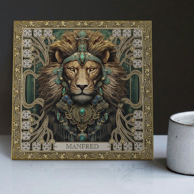 Carreau Esprit personnalisé Lion Bijoux tribaux (Créateur téléchargé)
