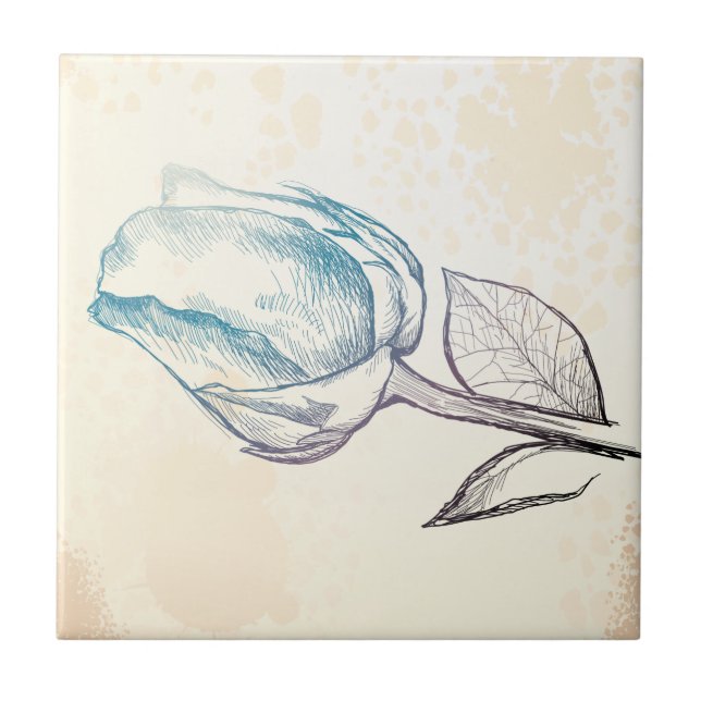 Carreau Esquisse d'un rose, mosaïque (Devant)