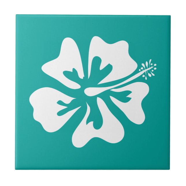 Carreau Estampe florale Turquoise Hawaiian Hibiscus (Devant)