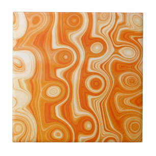 Carreau Esthétique Orange Liquide Swirl Cute Retro Mode
