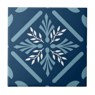 Carreau Et blanc tuile modelée par Marocain bleu