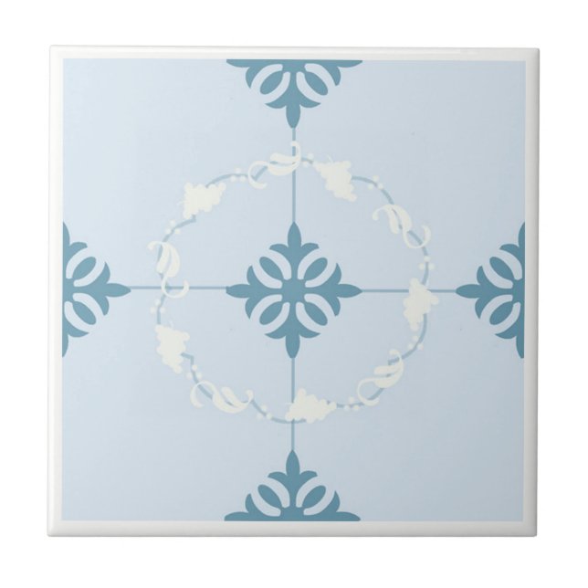Carreau Et blanc tuile modelée par Marocain bleu (Devant)