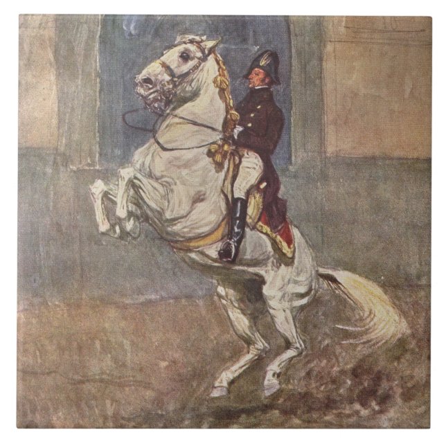 Carreau Étalon blanc Courbette de Lipizzan (Devant)