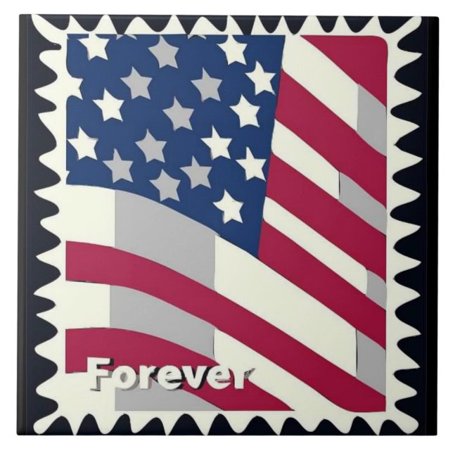 CARREAU ÉTATS-UNIS D'AMÉRIQUE DRAPEAU FOREVER STAMP (Devant)
