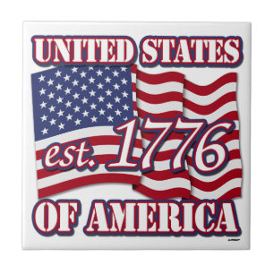 Carreau États-Unis d'Amérique est 1776 avec drapeau des Ét