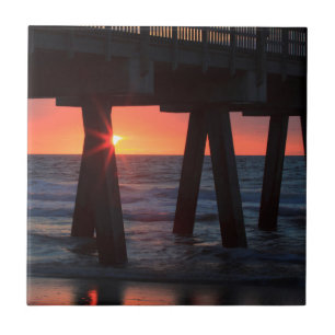 Carreau États-Unis, Géorgie, île de Tybee, jetée de Tybee