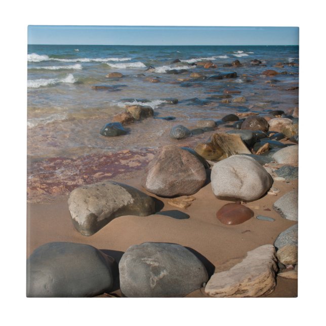 Carreau États-Unis, Michigan. Boulders Arrondis Sur 20 Km (Devant)