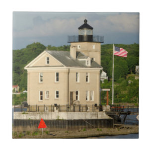 Carreau États-Unis, New York, Kingston, Hudson River. Rond
