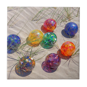Carreau États-Unis, Oregon. Flotteurs en verre colorés sur