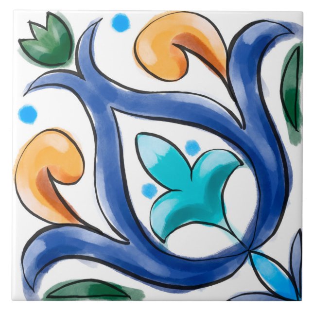 Carreau été, tuiles siciliennes, majolica, (Devant)