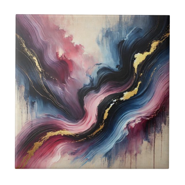 Carreau Ethereal Flow – Elegant Abstract Art Ceramic Tile (Devant)